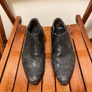 Vintage Black Cowboy Ankle Booties